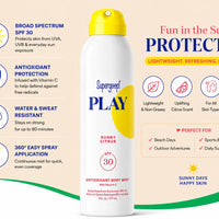 Supergoop! PLAY Antioxidant Body Mist SPF 30 with Vitamin C, 6 oz.