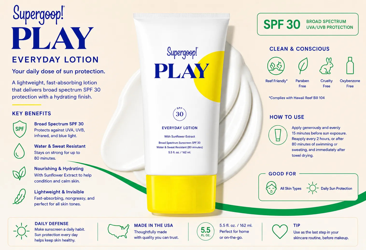 Supergoop! PLAY Everyday Lotion SPF 30 with Sunflower Extract - 5.5oz