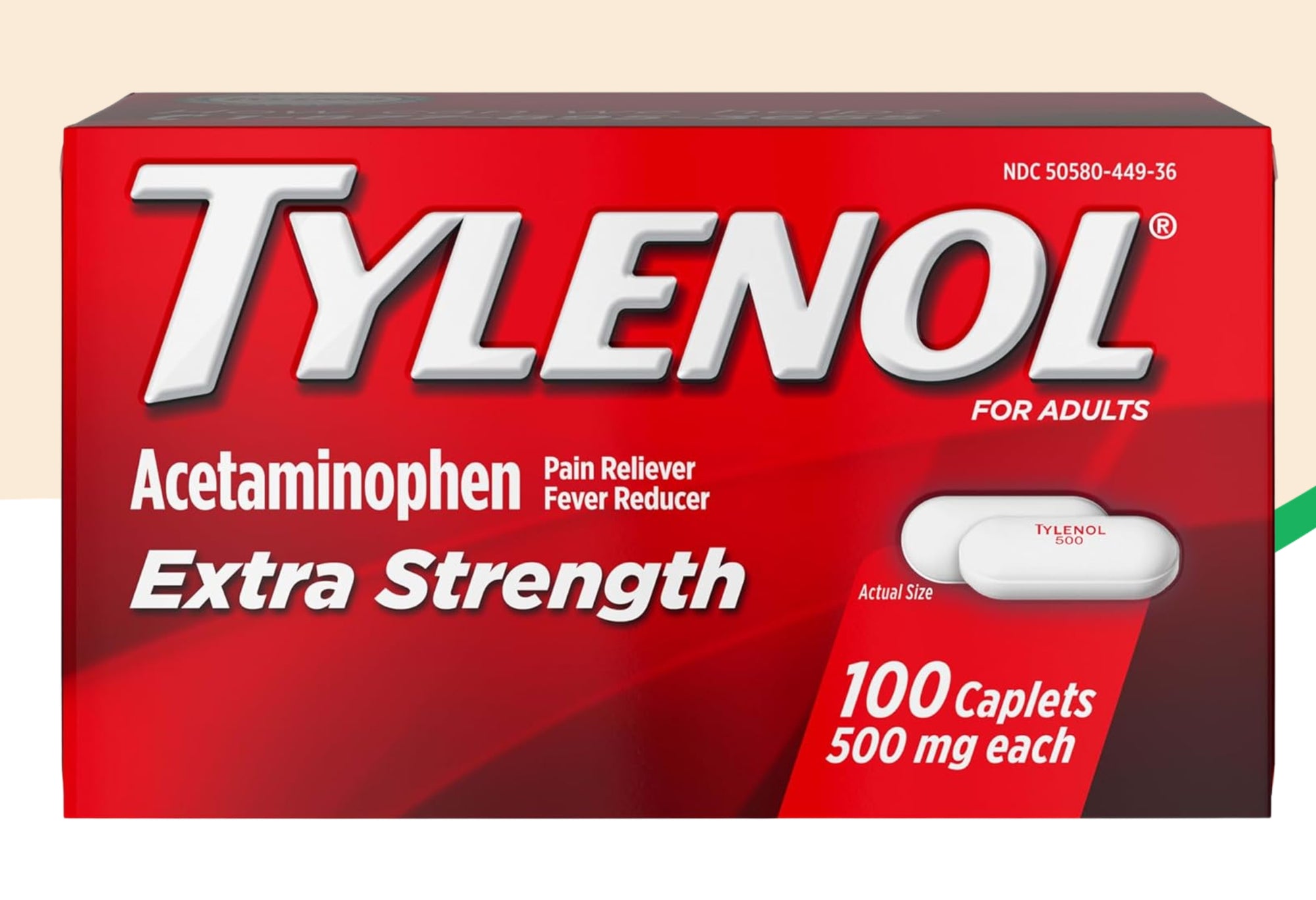 Tylenol Extra Strength Caplets, Fever Reducer and Pain Reliever, 500 mg, 100 ct.