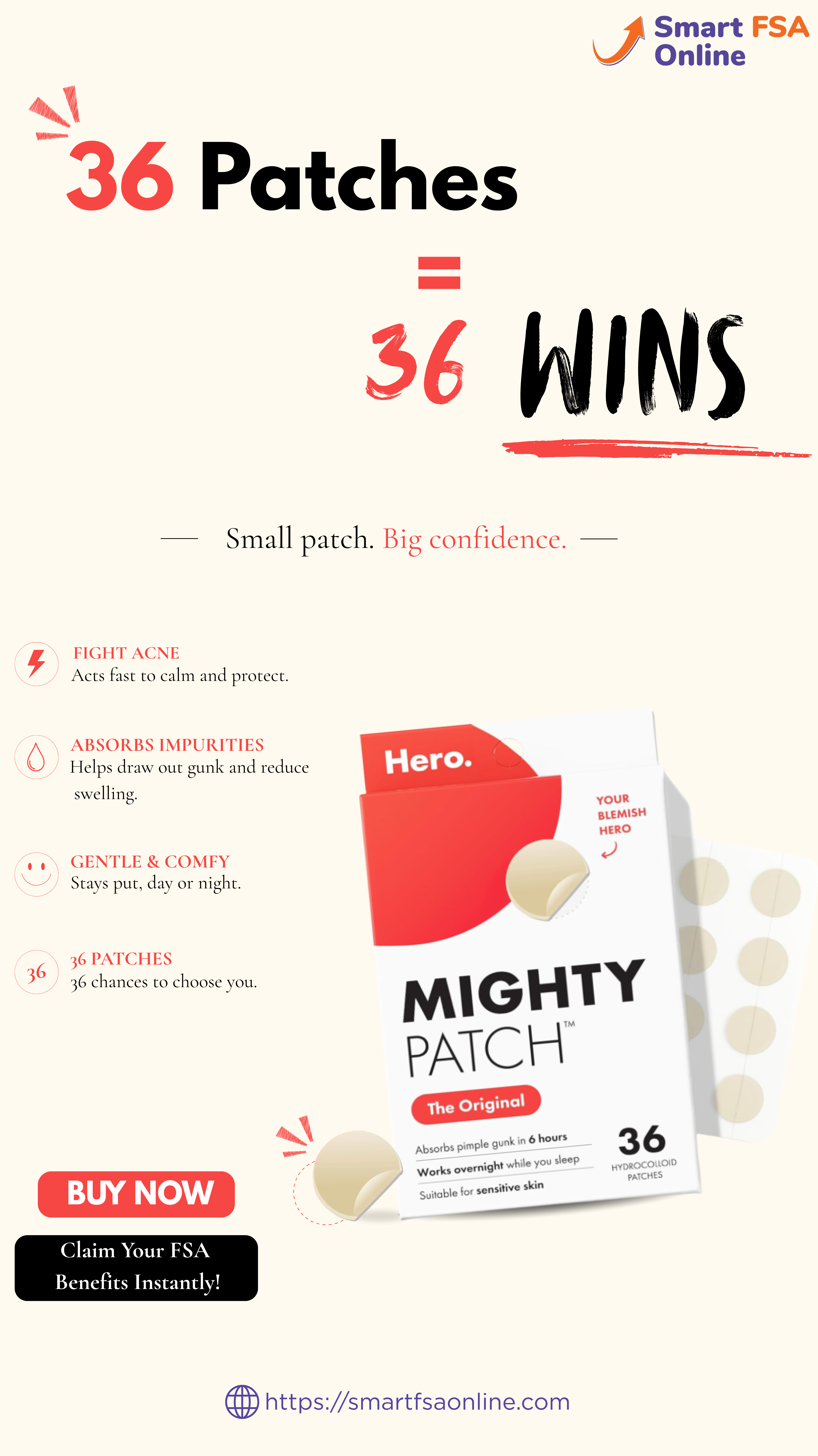 Mighty Patch Original Acne Treatment Patches, 36ct.